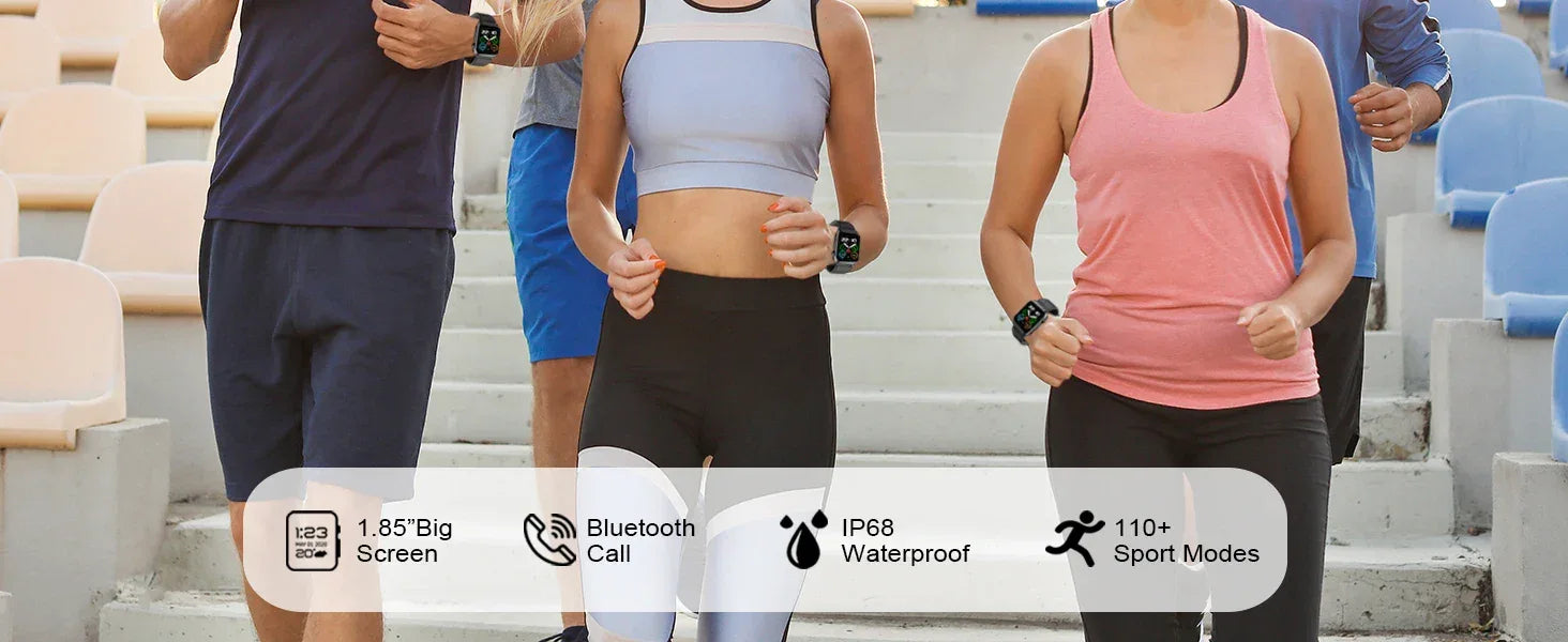 Smart Watch, 1.85" Smartwatch (Answer/Make Call), IP68 Waterproof Fitness Tracker, 100+ Sport Modes, Heart Rate and Sleep Monito - Wear444