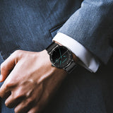 Top Men Quartz Watch With Japanese Movement Simple Blue Black Stainless Steel Mesh Belt Waterproof Travel Fashion Men Wristwatch