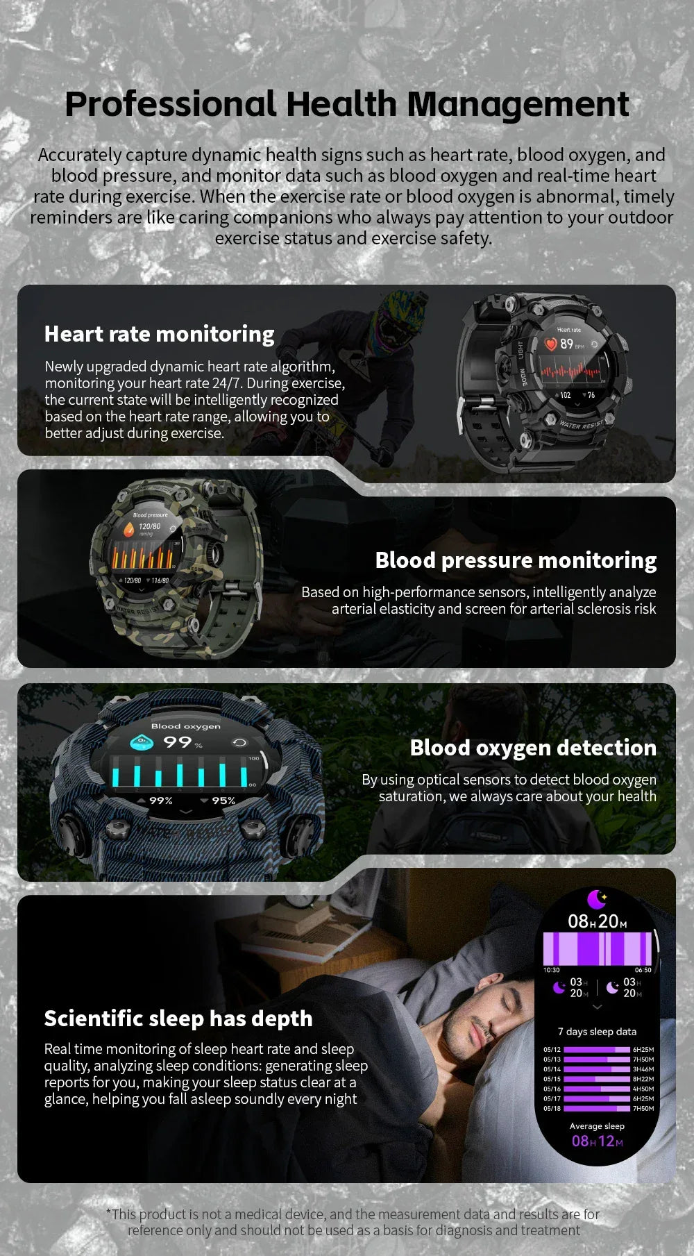 LOKMAT ATTACK-GT Upgrade Sport Smart Watch Waterproof Bluetooth Calls Rugged Smartwatches Flashlight Fitness Tracker for Phone - Wear444