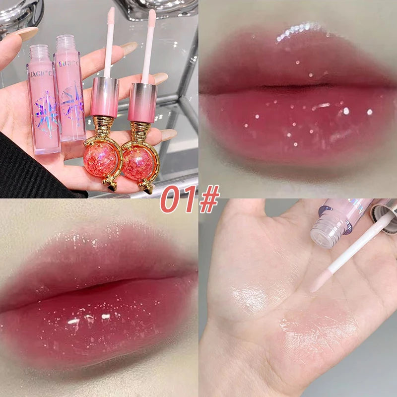 Globe Water Light Lip Gloss Long Lasting Moisturizing Mirror Shimmer Jelly Peach Apricot Reduce Lip Lines Liquid Lipstick Makeup