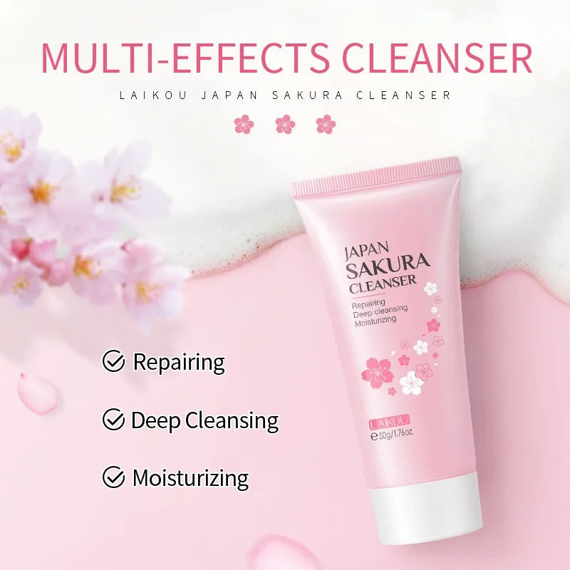 Sakura Sunscreen and Cleanser RichFoam Deep Clean Remove Grease Improve Oily Face Wash Cream GentleMoisturizing Remove Blackhead