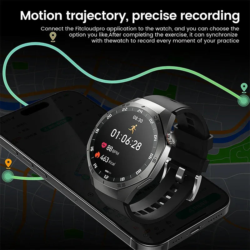 2025New For Android and ios Smart Watch Men AMOLED Screen GPS Motion trajectory Heart Rate Bluetooth Calls SmartWatch Waterproof - Wear444