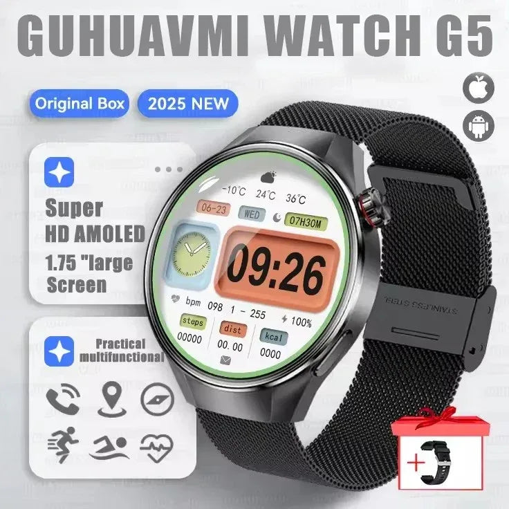 2025 New Originl Watch G5 PlUS Smart Watch 1.75" HD AMOLED Screen GPS track Heart Rate Bluetooth Call Compass Smartwatch for Men - Wear444