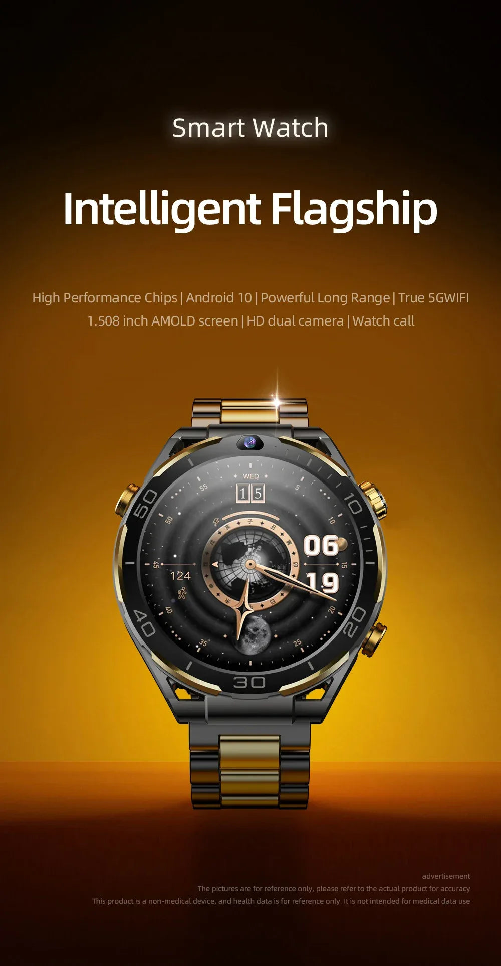 Global Android 10 Smartwatch MTK MT6762 Octa-core CPU 4G Lte Smart Watch 6GB Ram 128GB Rom API 29 Dual Camera Wifi Gps Sim Card - Wear444