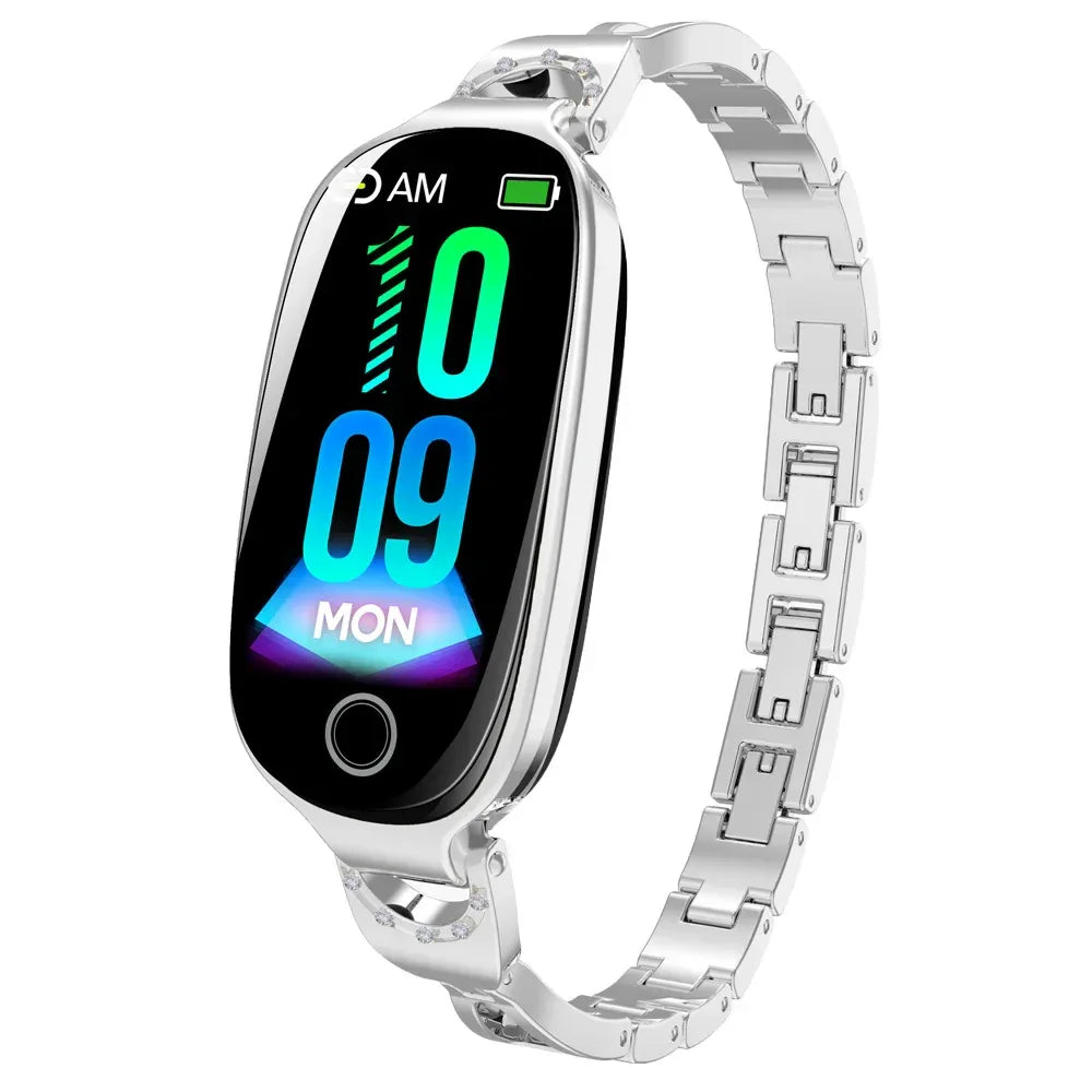 Fashion Smart Watch for Women With Metal Case Strap Bluetooth Calls Femel Menstrual Reminder Heart Rate Blood Pressure Monitor - Wear444