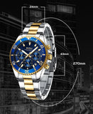 BIDEN Mens Chronograph Stainless Steel Strap Waterproof Date Quartz Watch, Business Casual Wrist Watches
