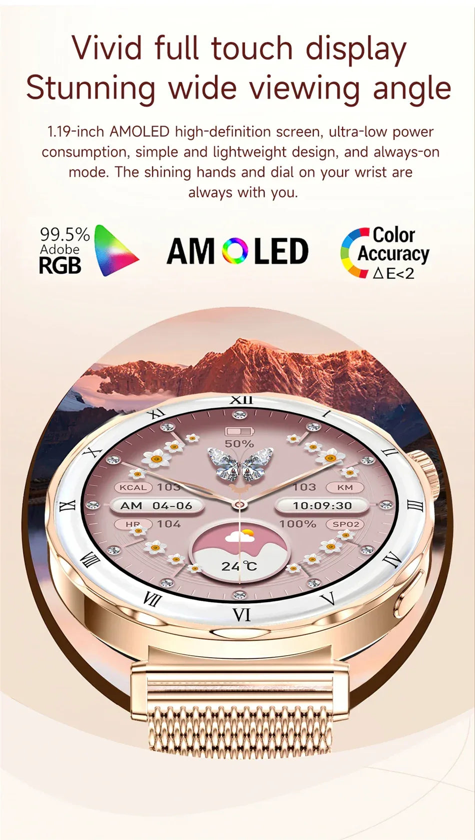 2025 New Fashion Smart Watch Women AMOLED Screen Bluetooth Call Watches Custom Dials Female Health Music Sport Ladies Smartwatch - Wear444