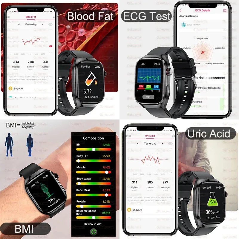 2025New Micro Physical Examination Smart Watch For Men Uric Acid Body Fat Five Organ Health Watches Bluetooth Call SmartBracelet - Wear444