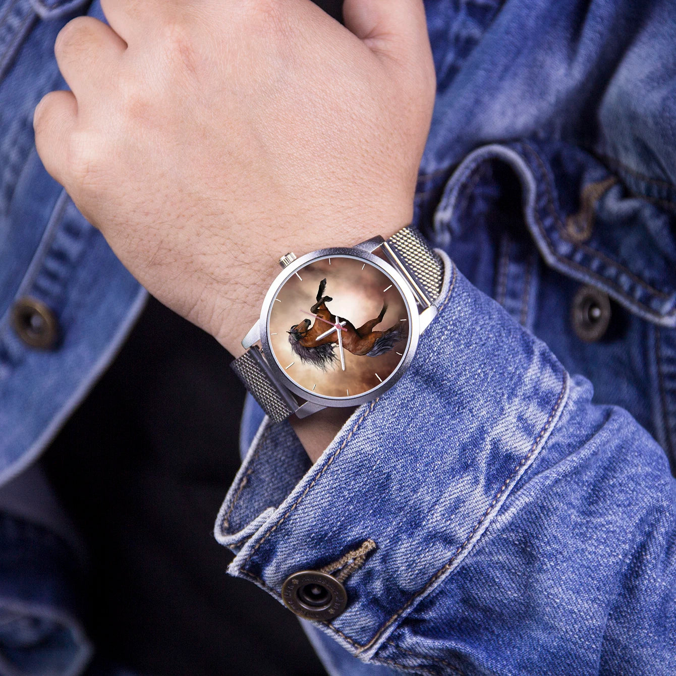 Fashion Trend Quartz Watches for Men Watch Unique Creativity Stallion Men's Stylish Watches Silver Horse Choice
