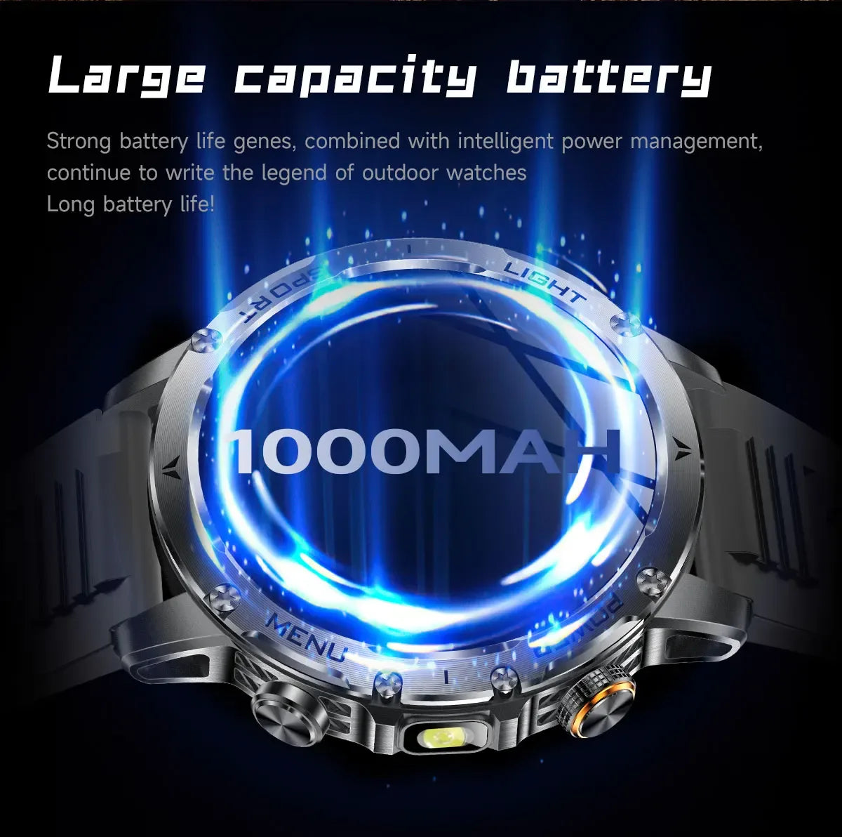2025 New Military T-Rex 3 Ultra 1000mAh Battery Smart Watch 5ATM Waterproof Flashlight Heart Rate Sports tracker Smartwatch Men - Wear444