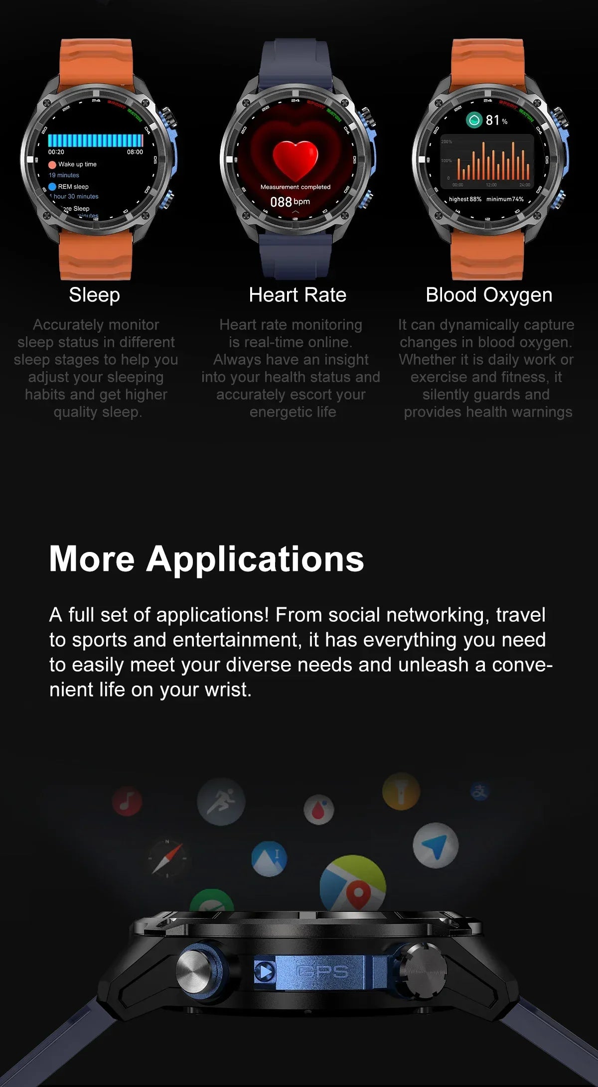 2026 New T-REX Pro Dual-Band AGPS Smartwatch Built-in Offline Map 10ATM Waterproof 30-Days Battery Compass Men Militray Watches - Wear444