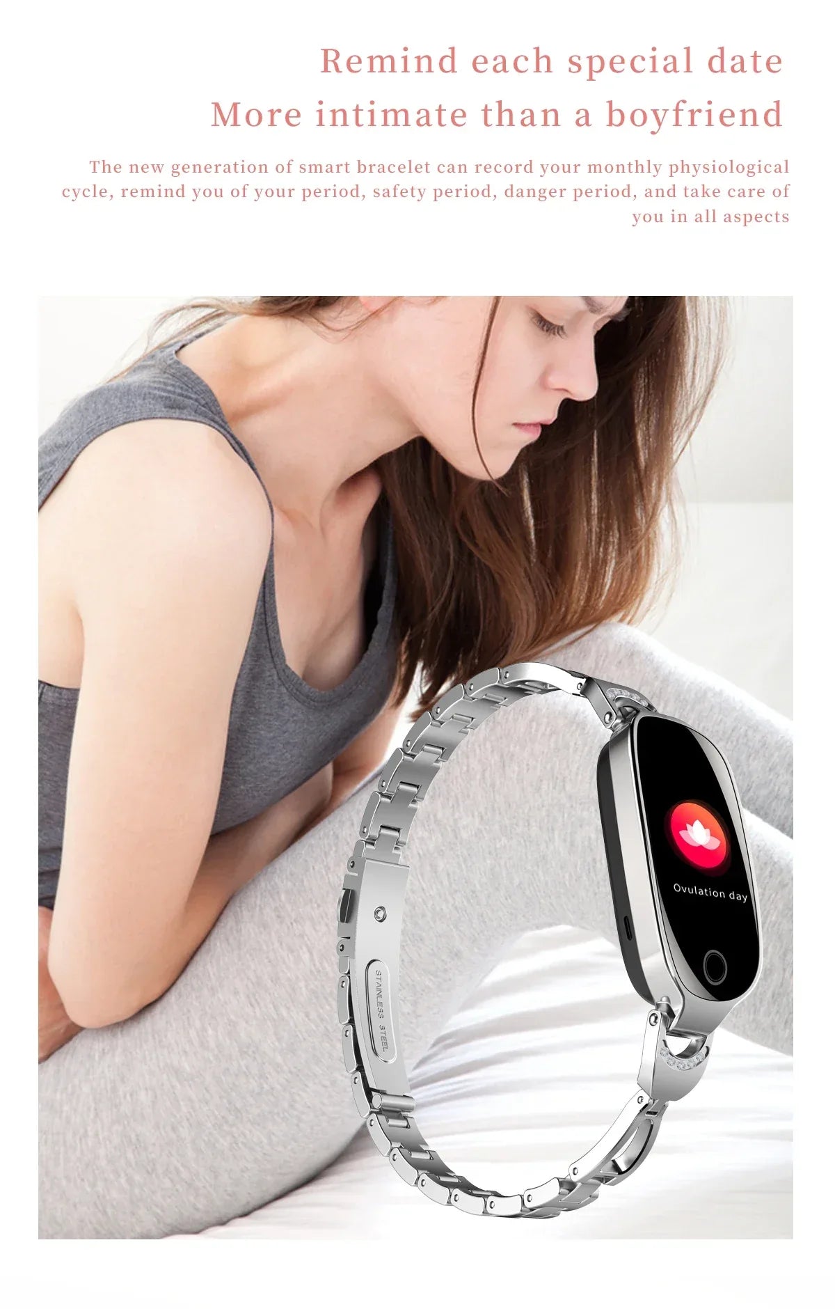 Fashion Smart Watch for Women With Metal Case Strap Bluetooth Calls Femel Menstrual Reminder Heart Rate Blood Pressure Monitor - Wear444