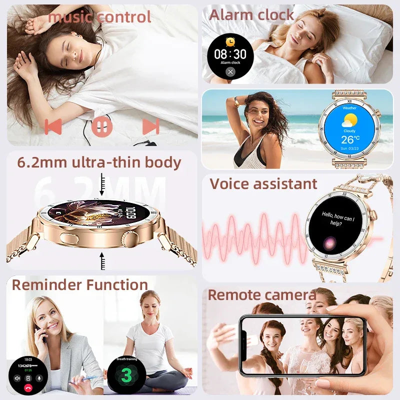 2025 New Fashion Smart Watch Women AMOLED Screen Bluetooth Call Watches Custom Dials Female Health Music Sport Ladies Smartwatch - Wear444