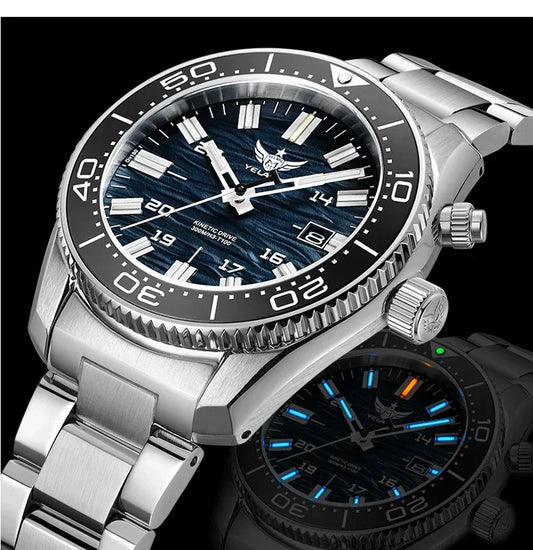 Yelang V1038 40mm Men Diving Watch Human Kinetic Energy Watch Brand Watch 300m Waterproof Watch luminous Japan PX82 Sapphire