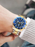 BIDEN Mens Chronograph Stainless Steel Strap Waterproof Date Quartz Watch, Business Casual Wrist Watches