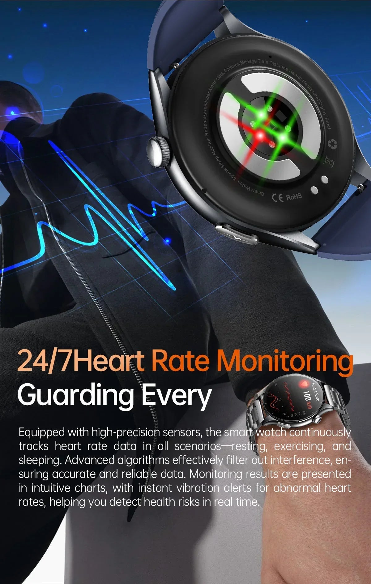 2025 New NFC+ECG+PPG Health Smart Watch BMI Fat Heart Rate Blood Pressure Watch 380mAh BT Call IP68 Waterproof Sports Bracelet - Wear444