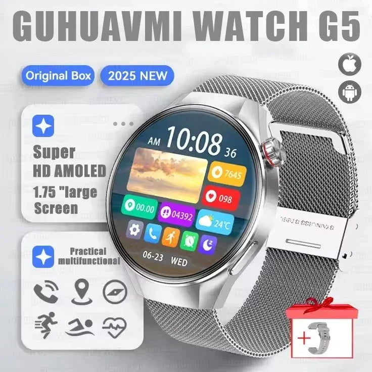 2025 New Originl Watch G5 PlUS Smart Watch 1.75" HD AMOLED Screen GPS track Heart Rate Bluetooth Call Compass Smartwatch for Men - Wear444