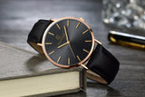 Top Brand Mens Watches Fashion Ultra Thin Analog Quartz Watches Leather Belt Simple Temperament Men's Clock relogios masculino