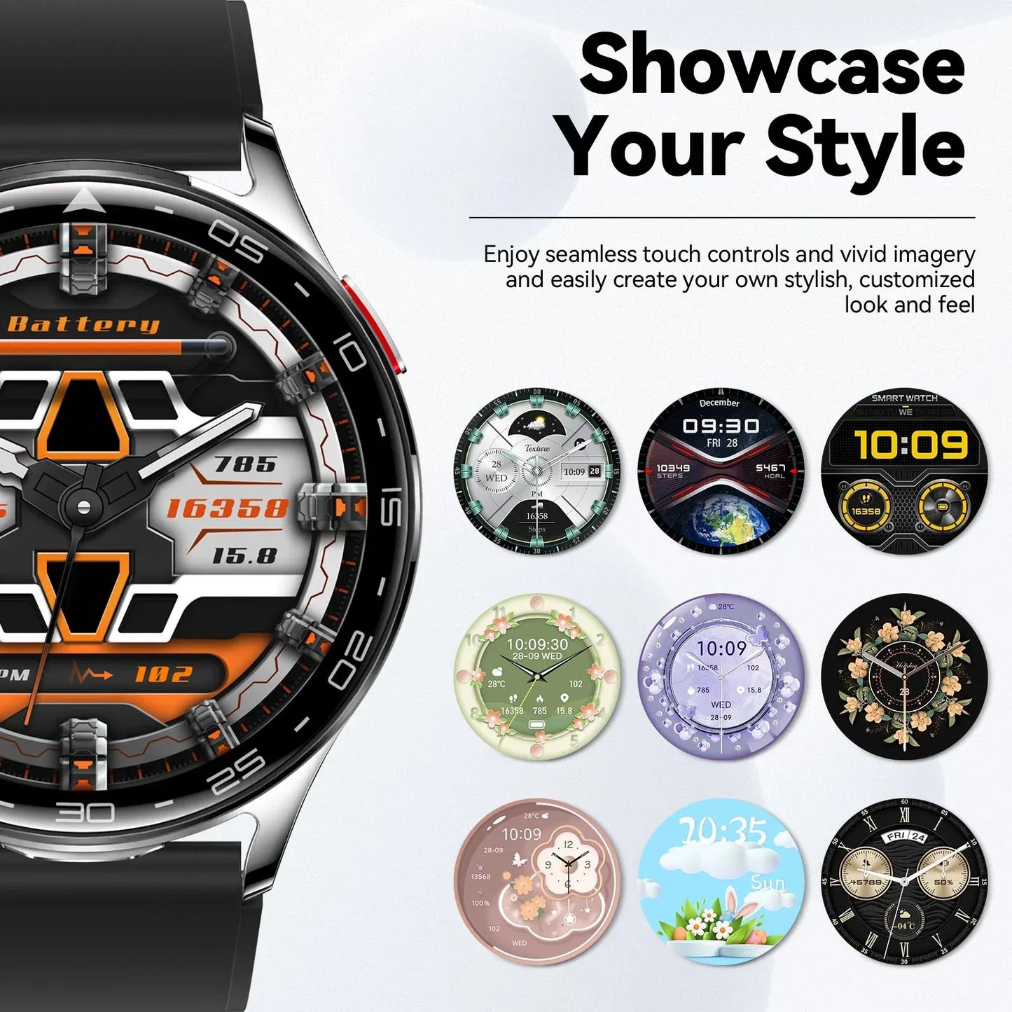 EIGIIIS Smart Watch with Earbuds1.39"HD Fitness Watch with Heart Rate Blood Oxygen Sleep Tracker 2 in1 Bluetooth for iOS Android - Wear444