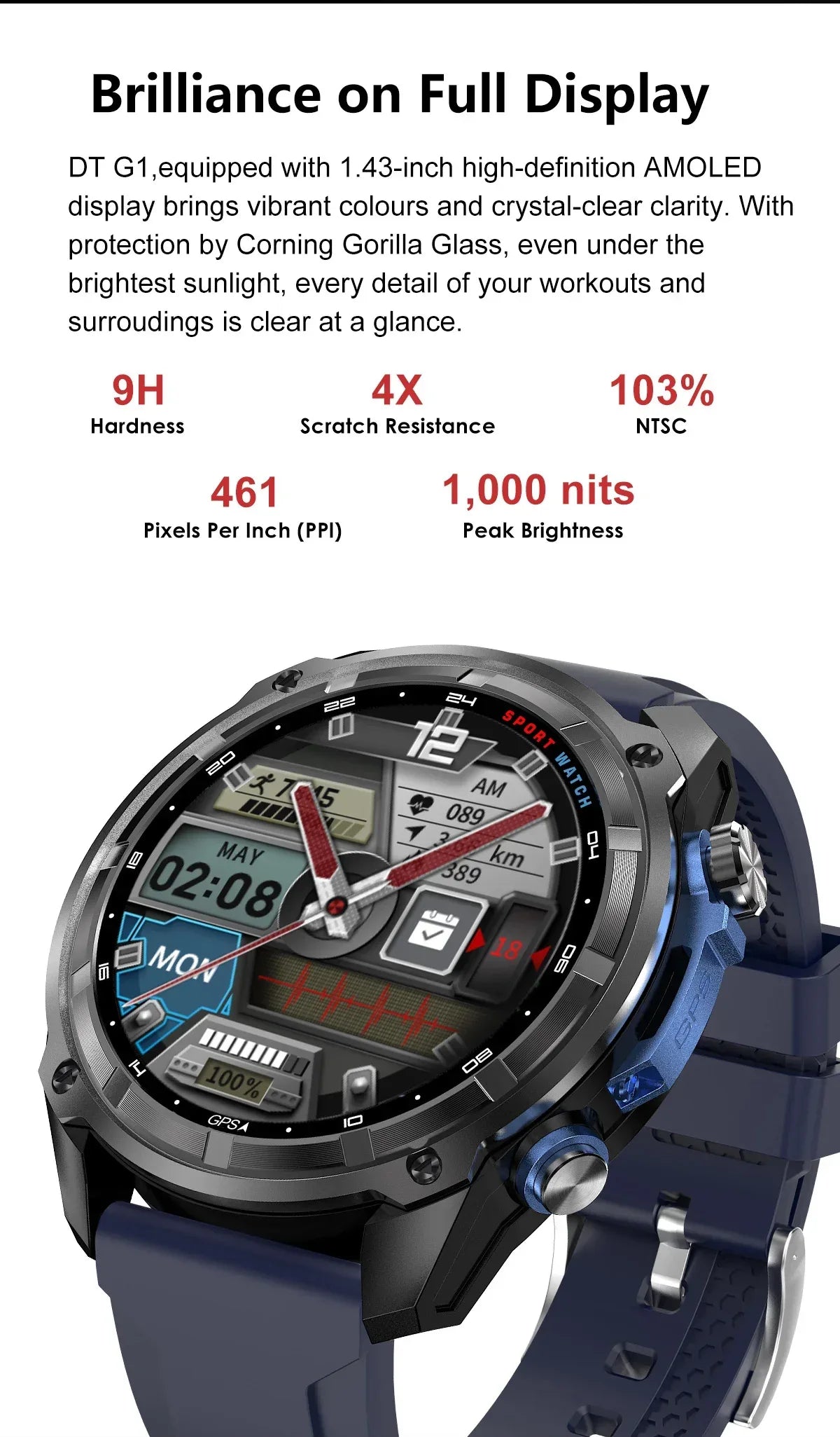 2026 New T-REX Pro Dual-Band AGPS Smartwatch Built-in Offline Map 10ATM Waterproof 30-Days Battery Compass Men Militray Watches - Wear444