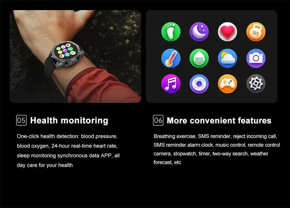 2025New Smart Watch AMOLED Screen GPS Sport Fitness Waterproof LED Lights Compass HD Call Call Smartwatch For Android iOS man - Wear444