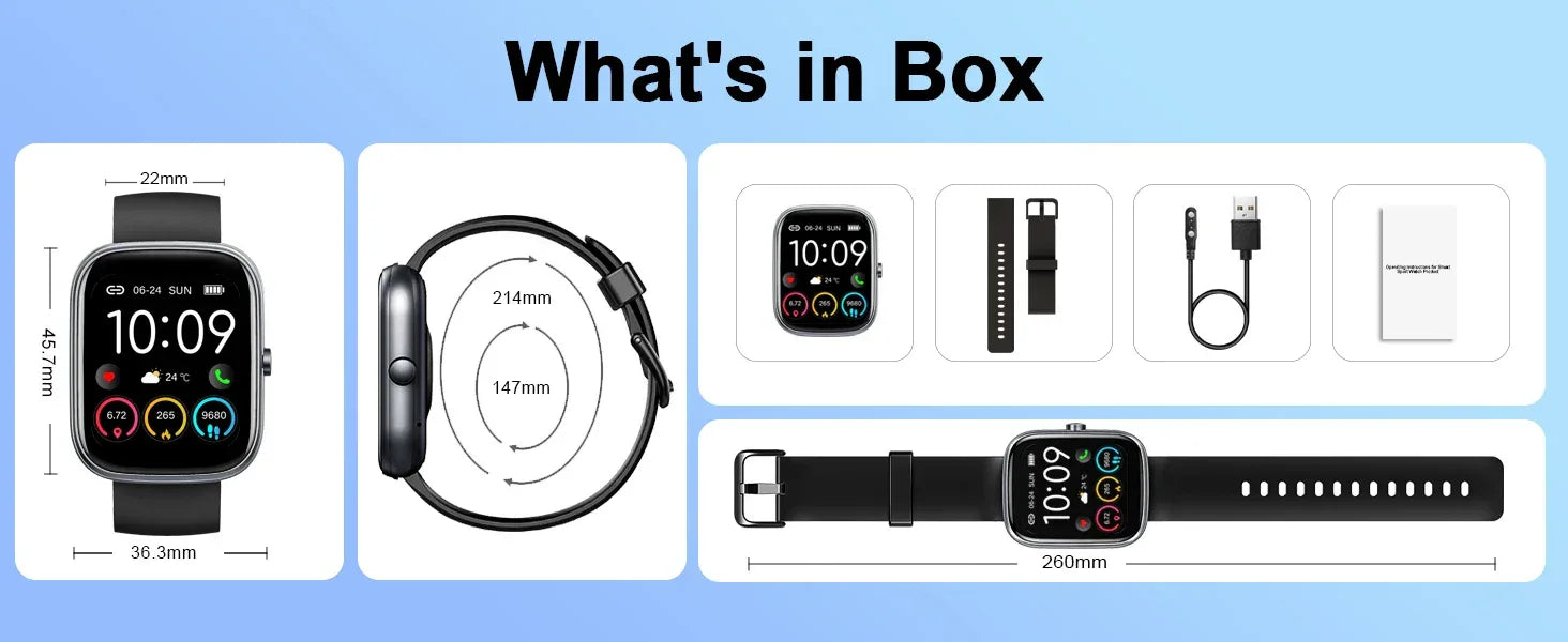 Smart Watch, 1.91" Smartwatch (Answer/Make Call), IP68 Waterproof Fitness Tracker, 110+ Sport Modes, Heart Rate and Sleep Monit - Wear444