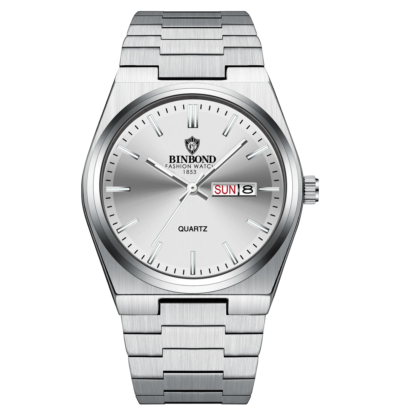 BINBOND Top Brand Luxury Men Quartz Watches Original Watch for Man Waterproof Luminous Date Week Stainless Steel Wristwatch Male