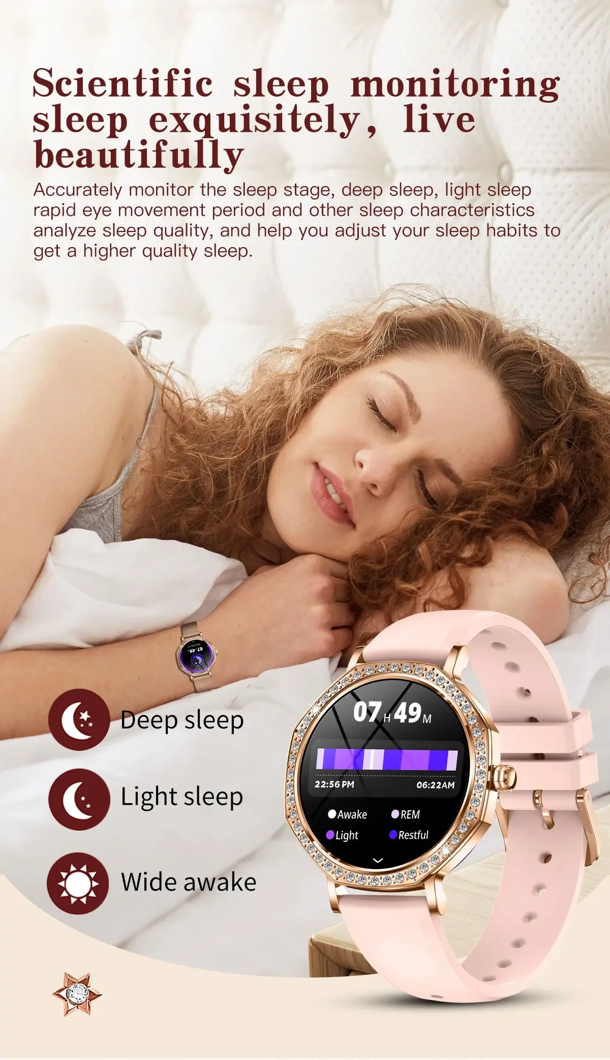 2025 New Ladies' Fashion Smartwatch Diamond Frame HD AMOLED Screen Bluetooth Call Health Monitoring Waterproof Smart Watch Gift - Wear444