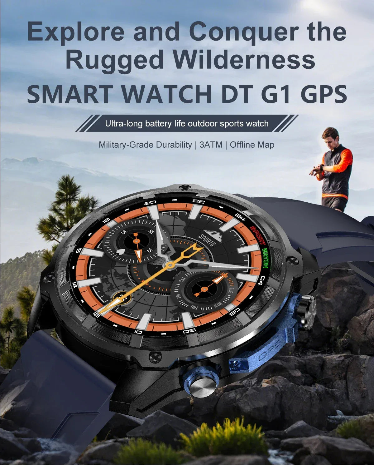 2025 New T-Rex Tactical Smartwatch Built-in GPS Offline Map 4GB Memory 5ATM IP69K Swimming Waterproof Men Militray Smart Bracele - Wear444