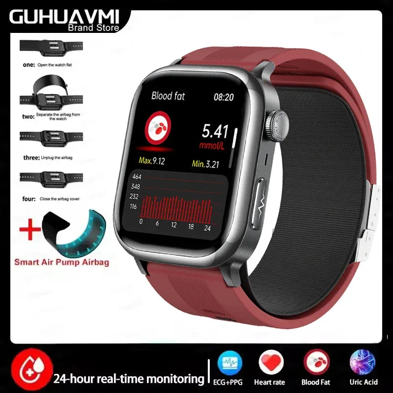2025 New Ultra Air Bag SmartWatch Men Blood Fat ECG+PPG Blood Pressure Broadcast NFC HD BT Call Health Bracelet Woman - Wear444