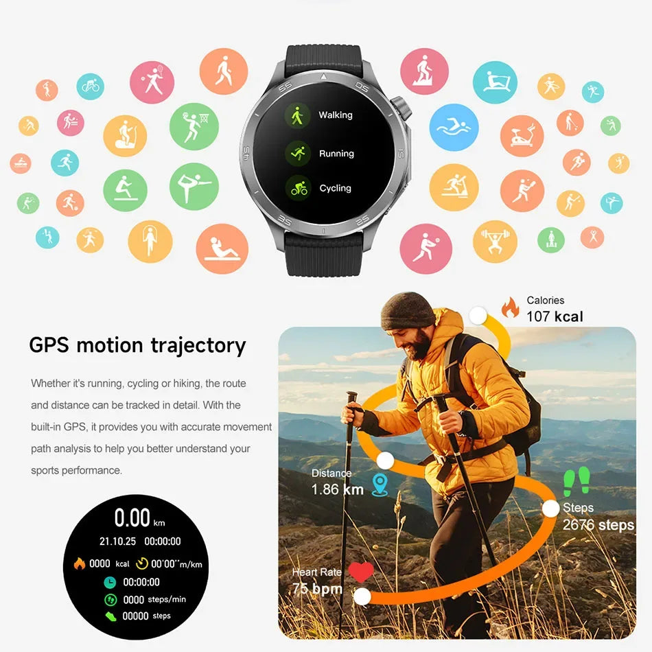 2025 New OPPO X2 Smart Watch Men's GPS Sports IP68 Waterproof Compass Heart Rate Blood Oxygen Bluetooth Call Smartwatches IOS - Wear444