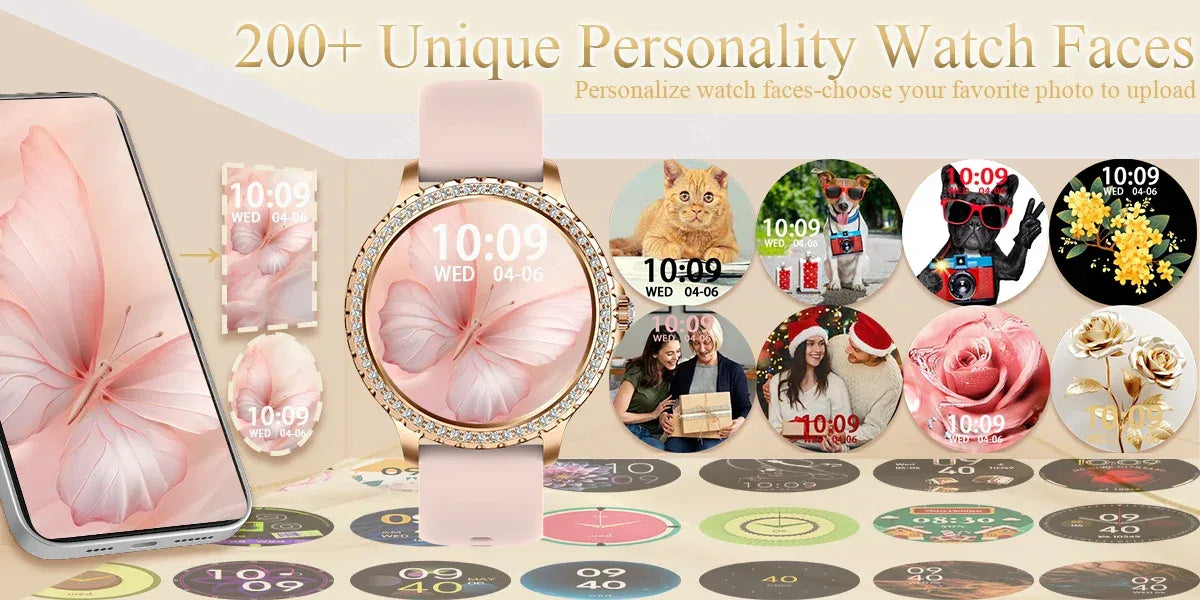 Smart Watch For women - 1.32" Touchscreen Fitness Tracker with Wireless Calls, Music Time Display, Step Counting - Wear444