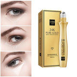 24K Gold Bright Eye Roller Eye Cream Hydrating Moisturizing Eye Serum Eye Care Dark Circles Removal Anti Eye Bags 15ml L2P8