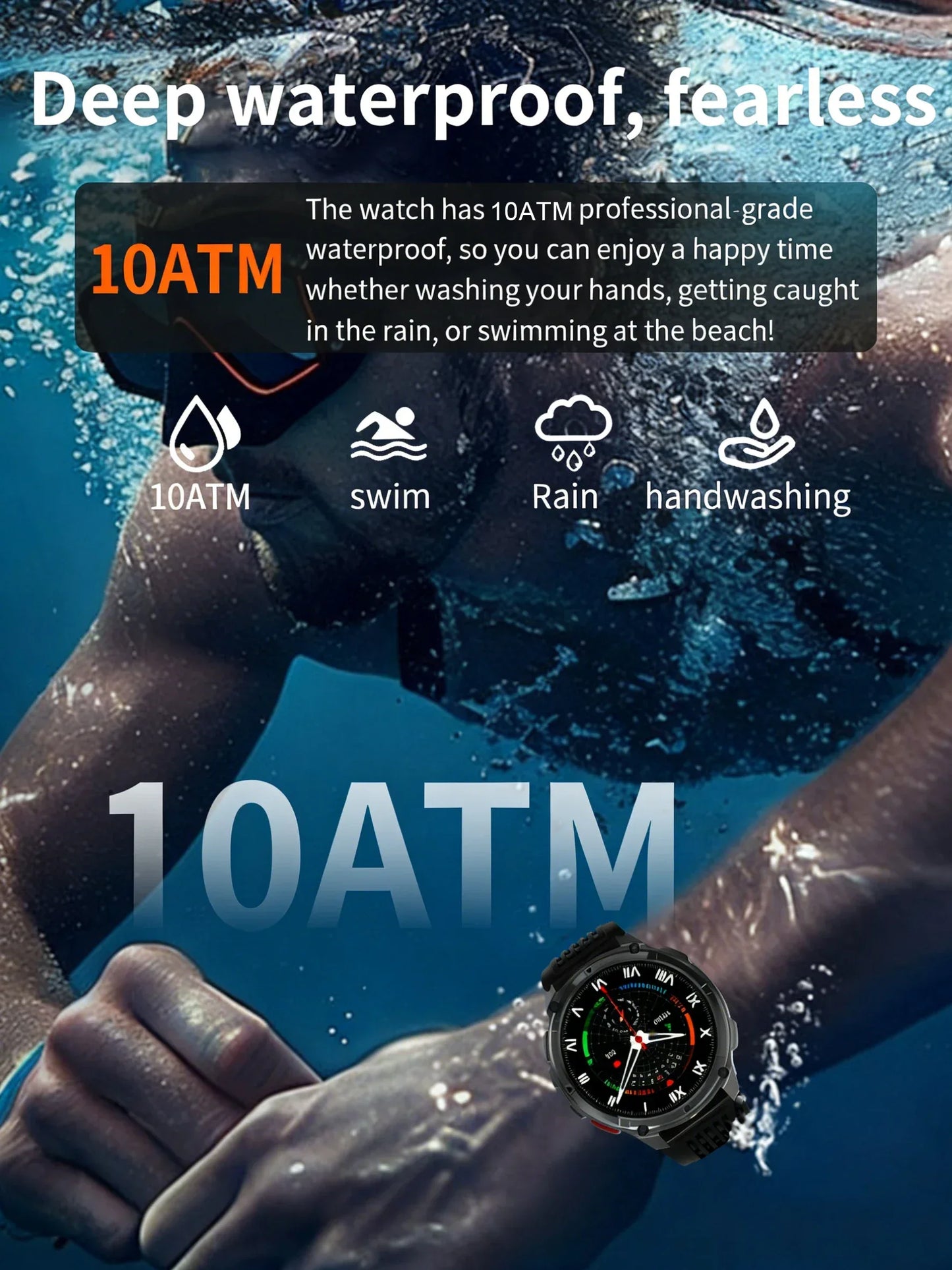 Military Men T-Rex3 Ultra GPS Track Smart Watch 1100mAh Battery Bluetooth Call Waterproof Flashlight Compass Outdoor Smart watch - Wear444