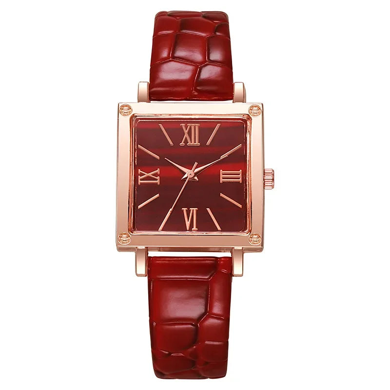 1pc Fashionable and Minimalist Women's Square Belt Quartz Watch New Popular Retro High-end Roman Watch