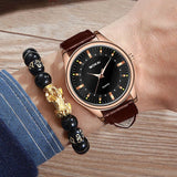 Men'S Quartz Watches Casual High Quality Fashion Waterproof Business Luxury Retro Round Dial Leather Strap Watches