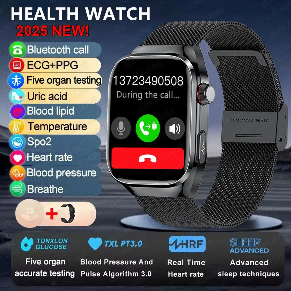 2025New Micro Physical Examination Smart Watch For Men Uric Acid Body Fat Five Organ Health Watches Bluetooth Call SmartBracelet - Wear444
