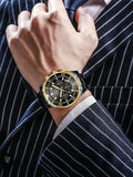 BIDEN Mens Chronograph Stainless Steel Strap Waterproof Date Quartz Watch, Business Casual Wrist Watches