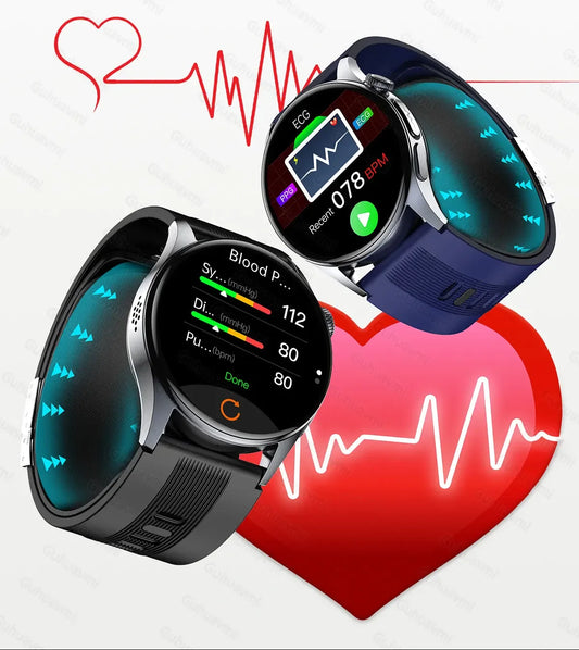 New Smart Watch High precision air pump1.56‘’ AMOLED Display ECG Comprehensive Sleep Monitoring Health BT Talk NFC Airbag Stra - Wear444