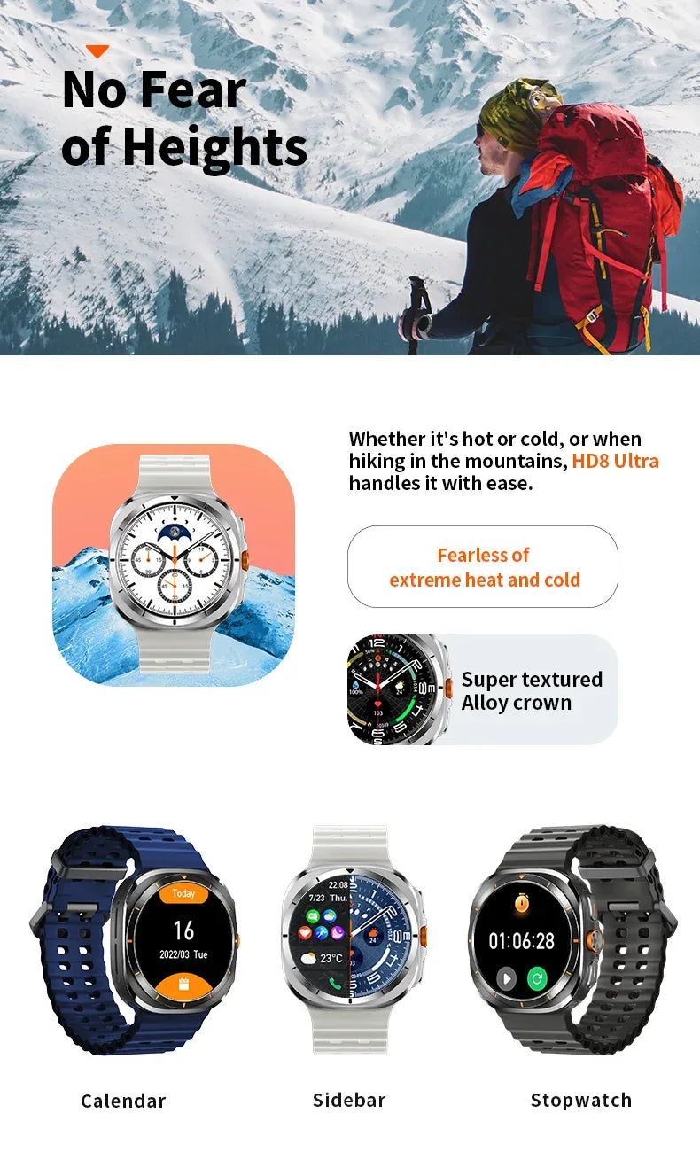 2025 New Watch8 Ultra Smart Watch Classic NFC Health Monitoring Bluetooth Call 3ATM Waterproof HD Smartwatch For IOS Android - Wear444