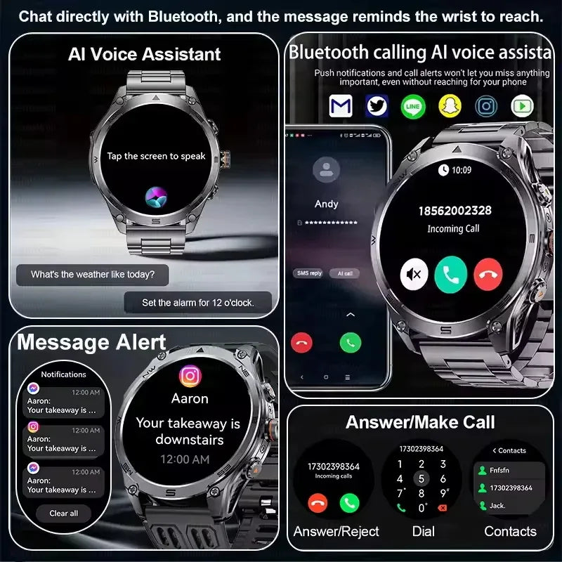 2025 New Military T-Rex 3 Ultra GPS Smart Watch 1000mAh Battery 10ATM Waterproof Compass Flashlight Sports trackr Smartwatch Men - Wear444