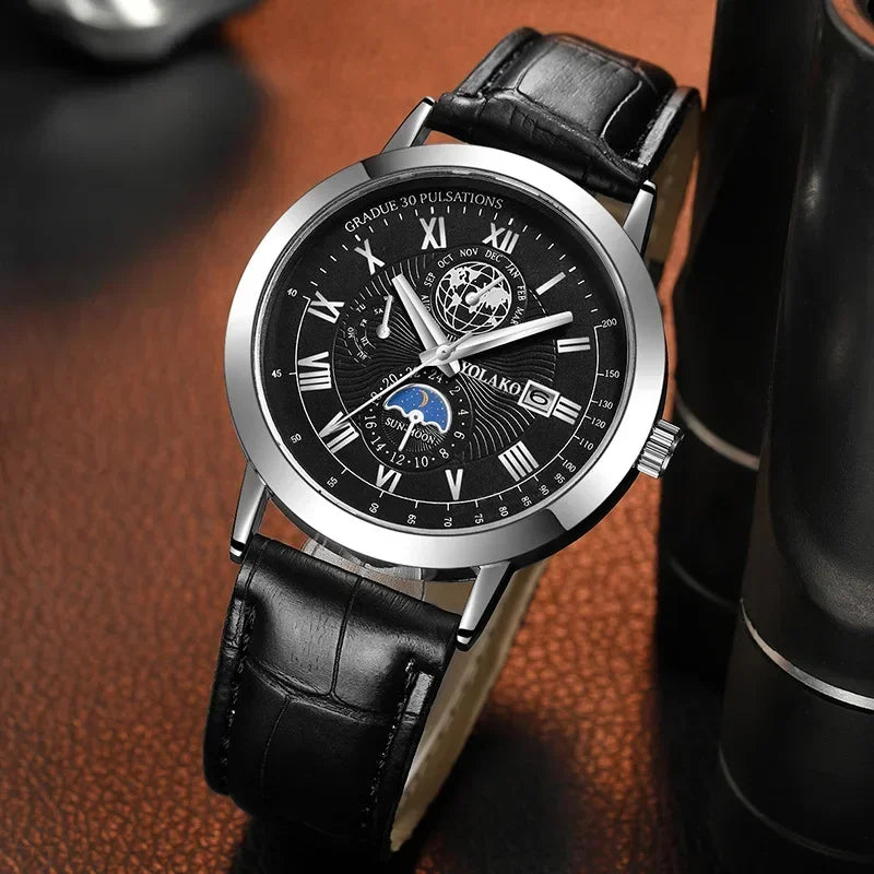 New men's quartz watch Leather Mens Luxury Business gentlemanliness Quartz Wrist Watch for Business activity