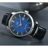 Men's Quartz Watch with 3 O'clock Position Calendar Quartz Movement 40.5mm Dial Diameter and 11mm Thickness Leather Strap