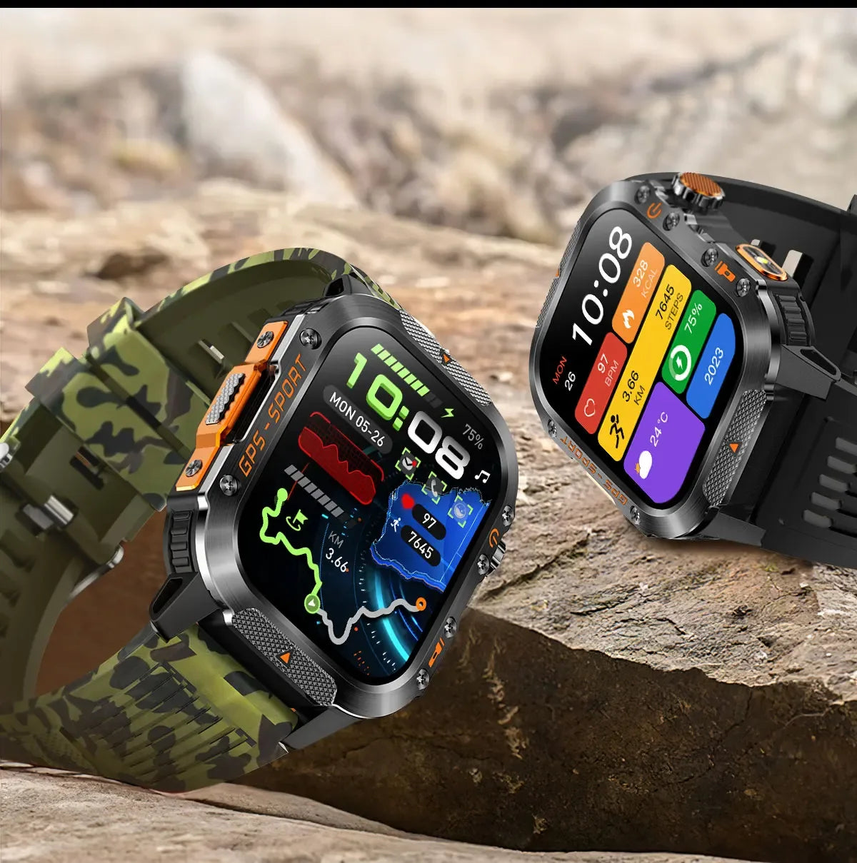 2025 New GPS Military Outdoor Sports Smart Watch Men 2.01-inch AMOLED 3ATM IP69K Waterproof Compass Call Swim Fitness Smartwatch - Wear444