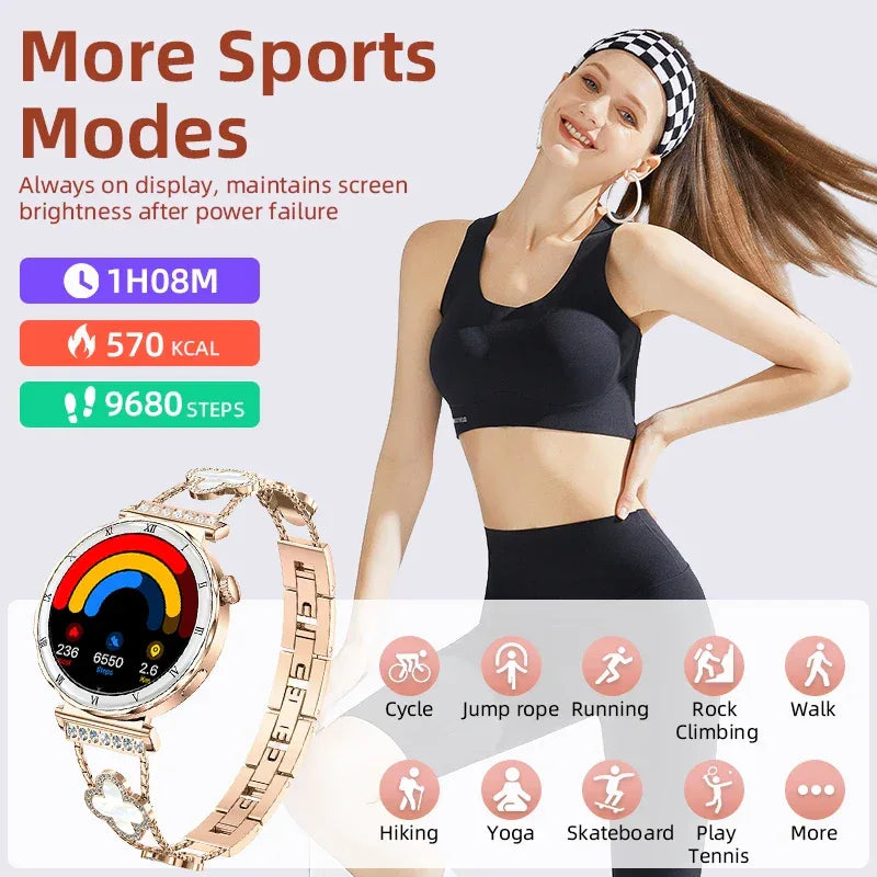 2025 New Fashion Smart Watch Women AMOLED Screen Bluetooth Call Watches Custom Dials Female Health Music Sport Ladies Smartwatch - Wear444