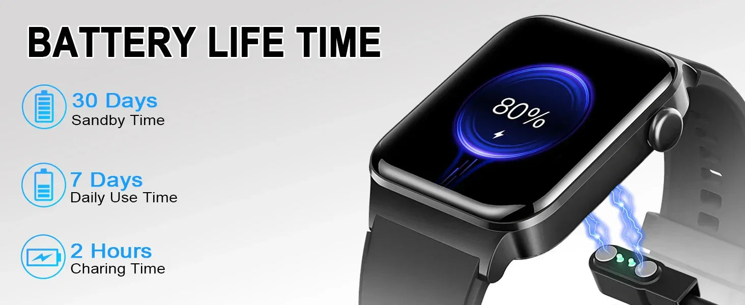 Smart Watch, 1.85" Smartwatch (Answer/Make Call), IP68 Waterproof Fitness Tracker, 100+ Sport Modes, Heart Rate and Sleep Monito - Wear444