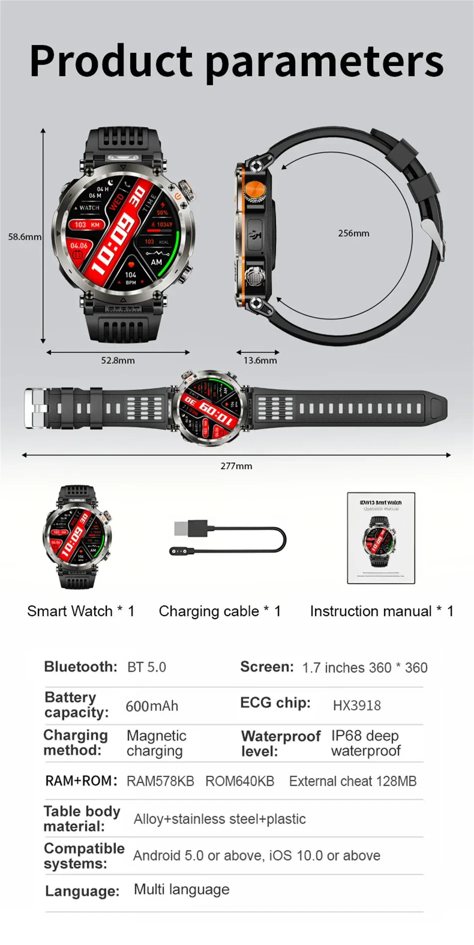 Outdoor Sports Smart Watch Men AMOLED Screen NFC Heart Rate Bluetooth Call 5ATM Waterproof Smartwatch 2025 New Fashion Luxury - Wear444