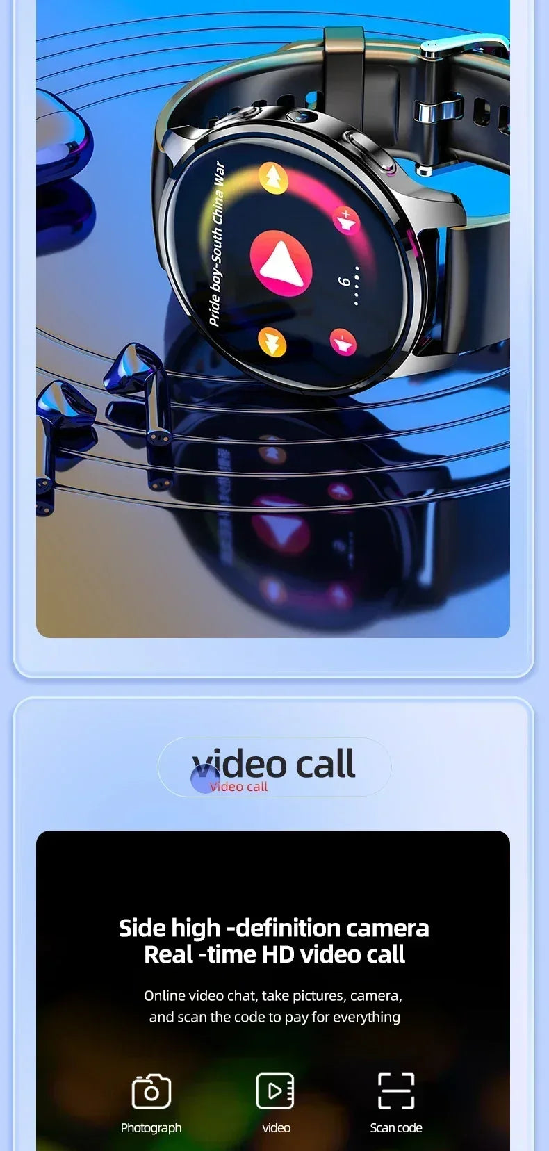 5G Android Smartwatch P68 With Rotary Camera GPS WIFI SIM Card 1.508 inch Amoled Screen 256GB Storage Waterproof Smart Watch Men - Wear444