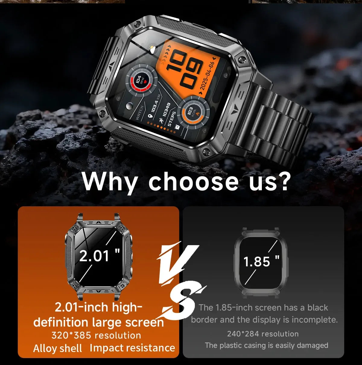 Robust military smart watch 1400Mah battery fitness tracking 10ATM waterproof tactical sports flashlight men's phone watch - Wear444