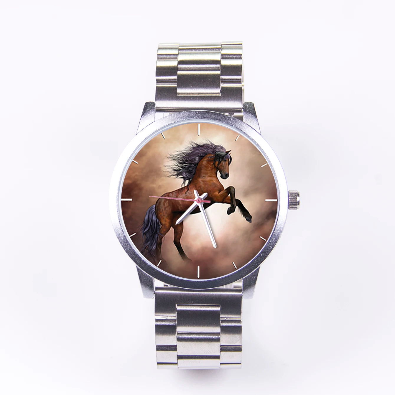 Fashion Trend Quartz Watches for Men Watch Unique Creativity Stallion Men's Stylish Watches Silver Horse Choice